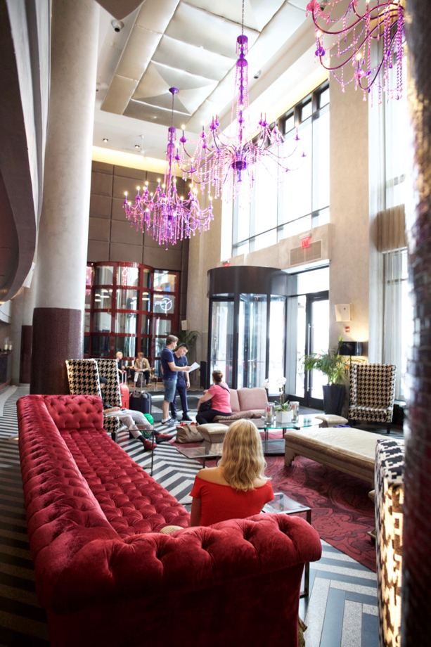 Royalton Park Ave Obsessed with this extra long plush pink couch.